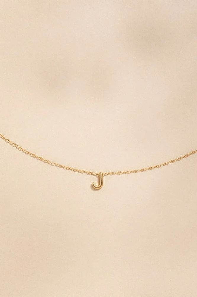 J Mini Initial Stainless Steel Pendant Necklace