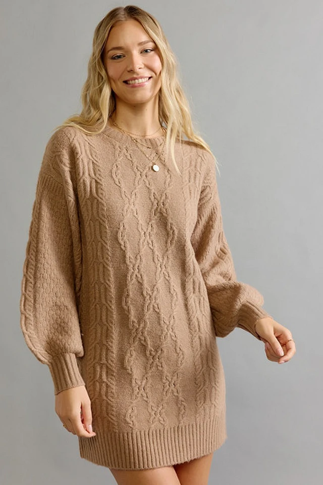 ae long-sleeve cable knit sweater mini dress Cozy Allure Cable Knit Mini Dress