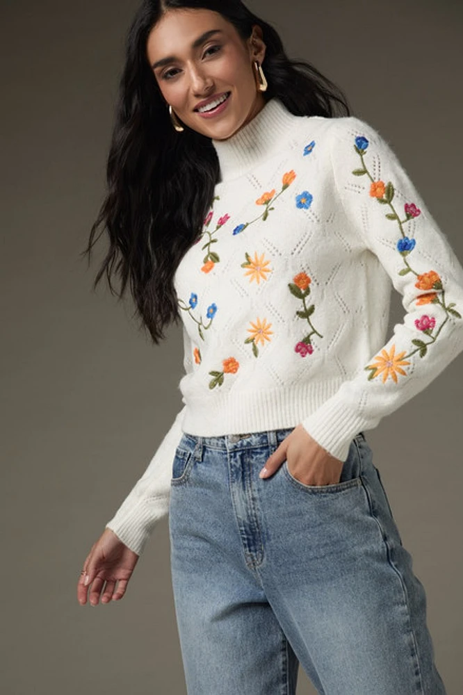 Abigail Floral Embroidered Pullover Sweater