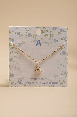 Pearl Pave Stainless Steel Initial Pendant Necklace