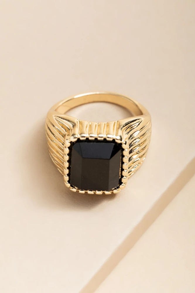 Lola Black Stone Gold Cocktail Ring