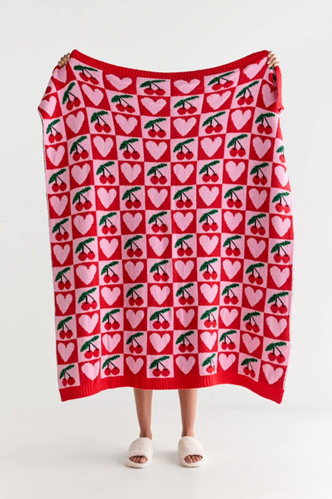 Jayne Checkered Heart And Cherry Blanket