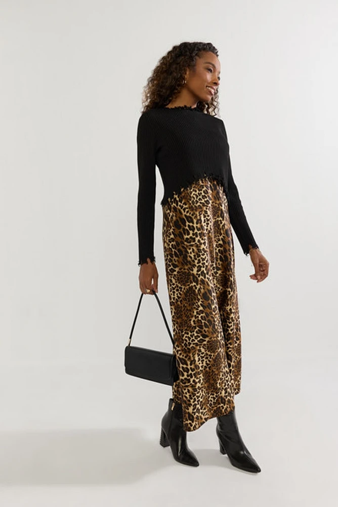 Holly Sweater And Cheetah Maxi Skirt Set