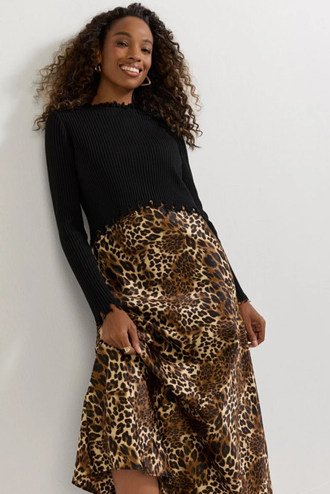 Holly Sweater And Cheetah Maxi Skirt Set