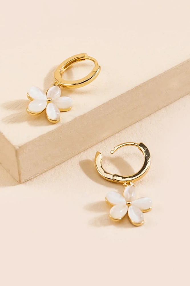 Anya Flower Huggie Hoop Earrings