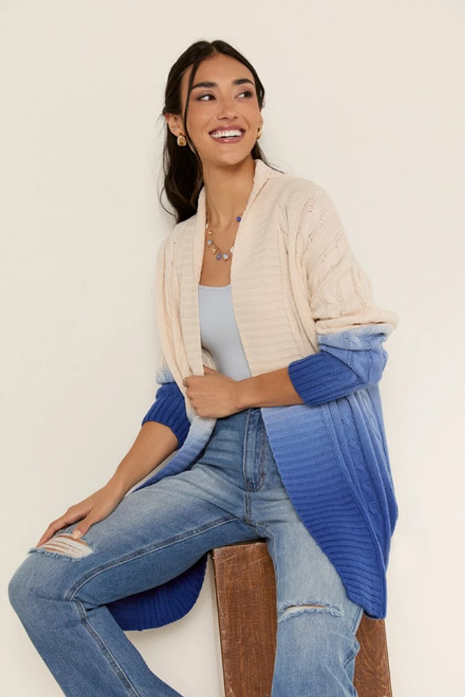 Ines Cable Knit Two Tone Ombre Cardigan