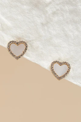 Brenda Heart With Pave Outline Earrings