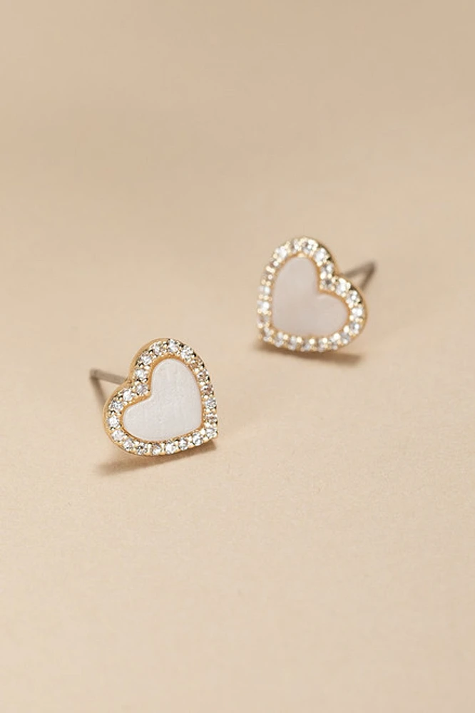 Brenda Heart With Pave Outline Earrings