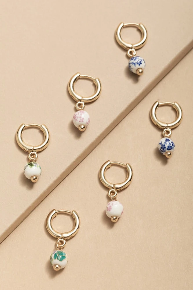 Betsy Ceramic Charm Huggie Set