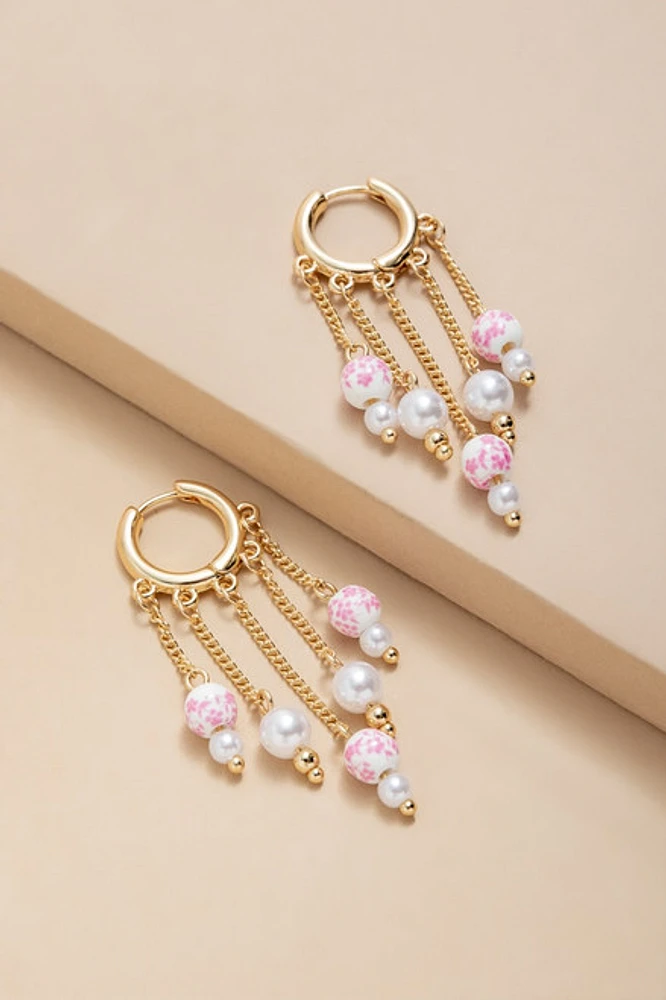 Kristie Linear Ceramic Drop Huggie Earrings