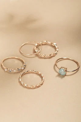 Ethel Crystal And Pearl Ring Set