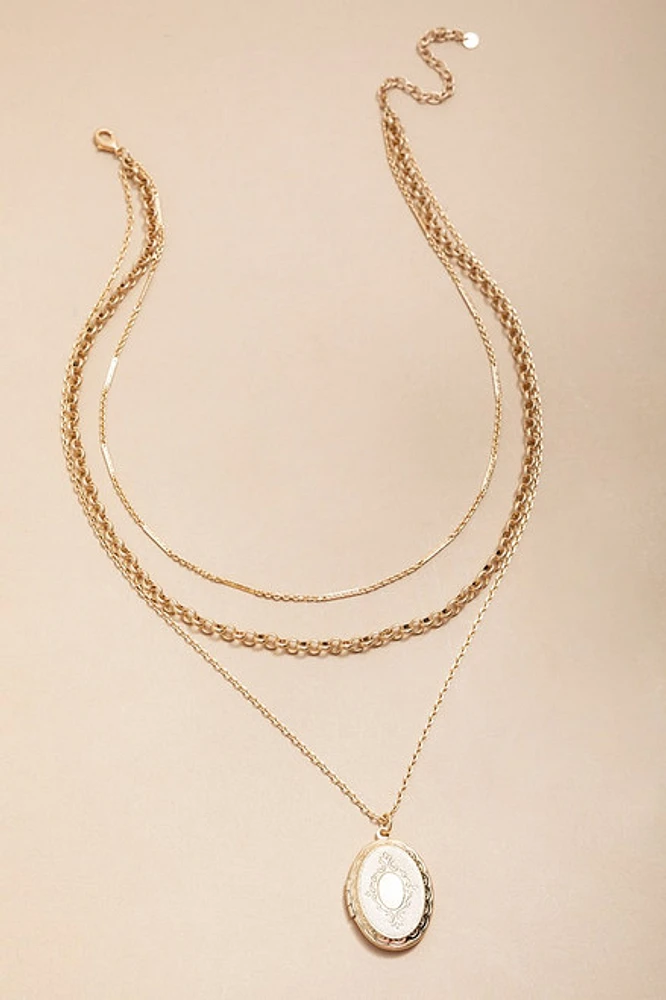 Valerie Layered Locket Pendant Necklace