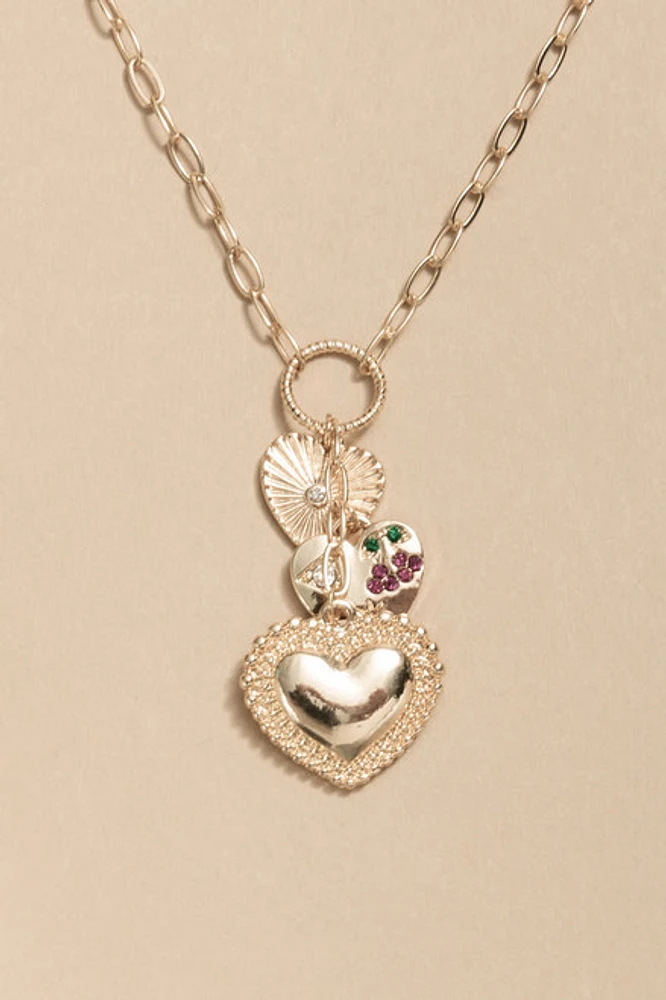 Debbie Cascading Heart Charm Pendant Necklace