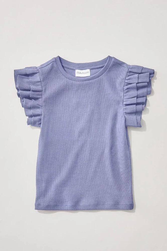 Hello Franki Sleeveless Ribbed Ruffle Tee for girls Lavender