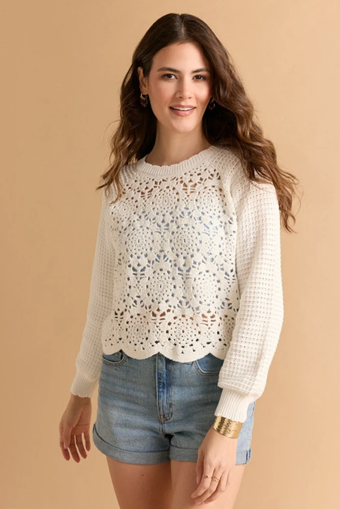 Lilly Crochet Front Pullover Sweater