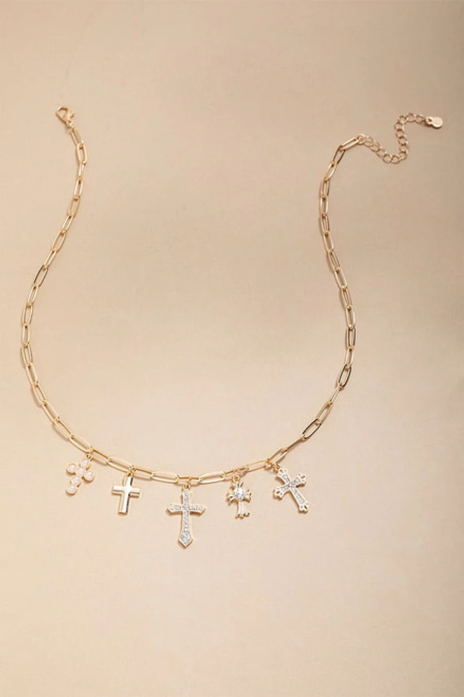 Bianca Cross Charms Pendant Necklace