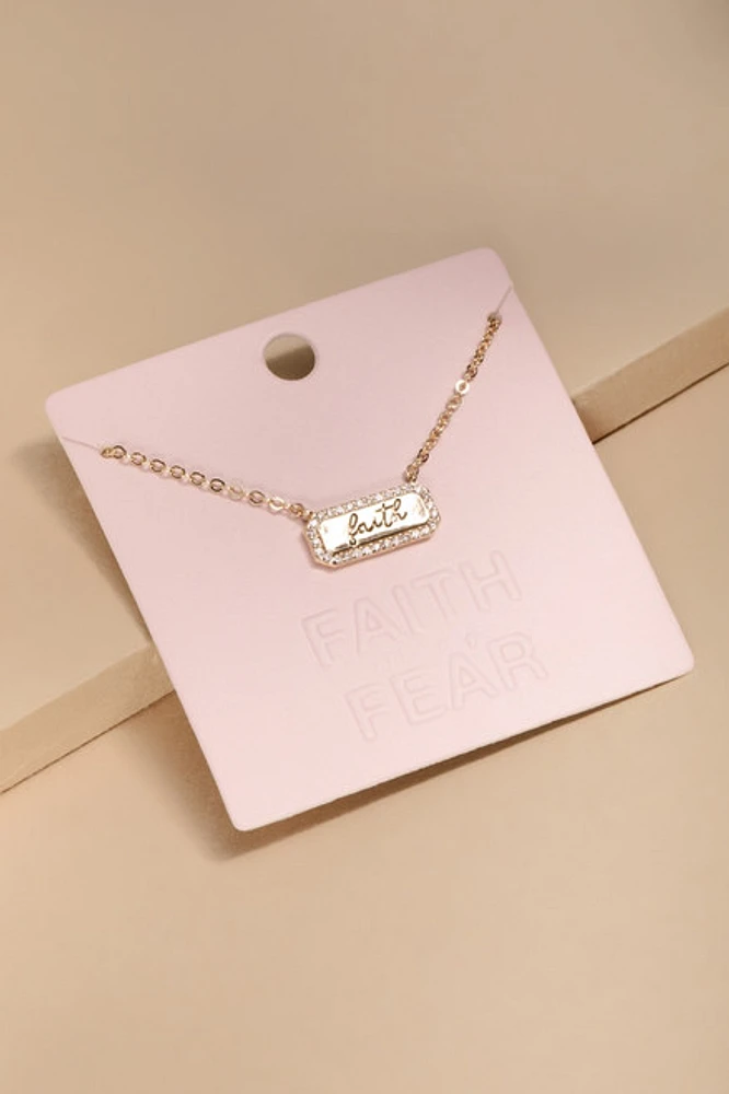 Faith Script Bar Pendant Necklace
