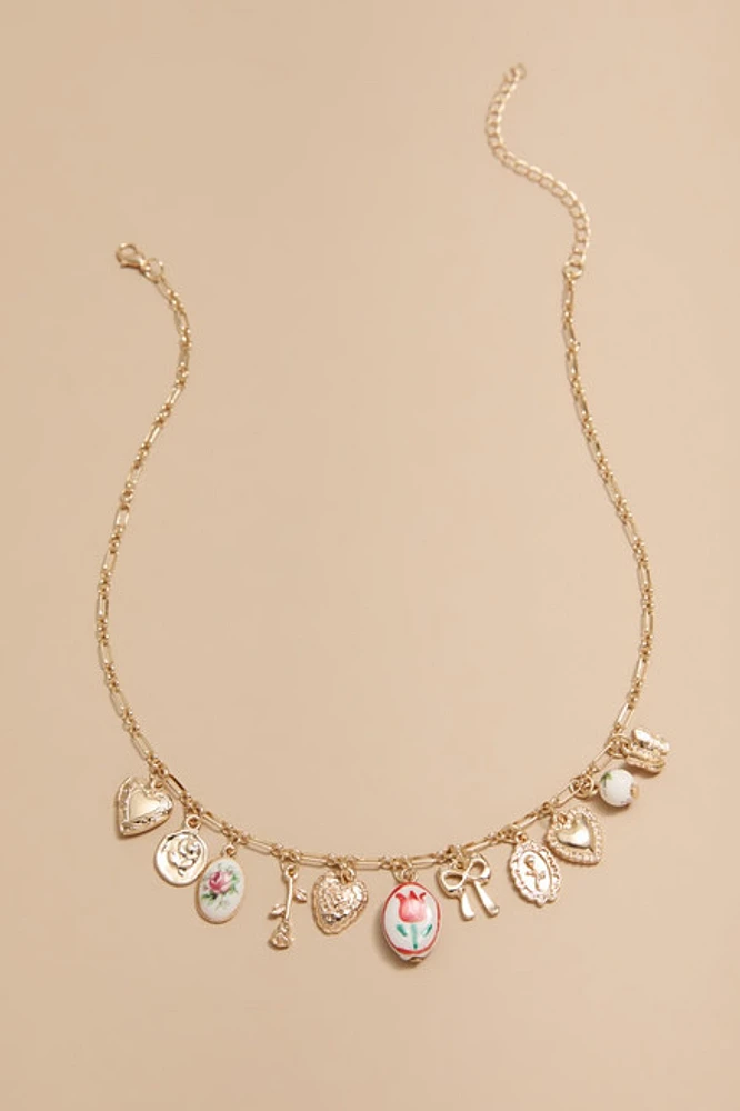 Cynthya Mixed Ceramic Charm Necklace