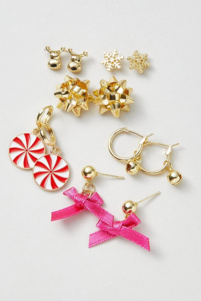Hello Franki 6Pk Christmas Bow And Bell Earring Set for girls