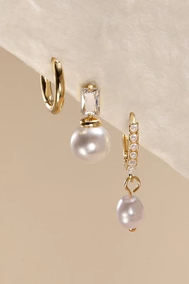 Brenda Pave Pearl Mixed Earring Set