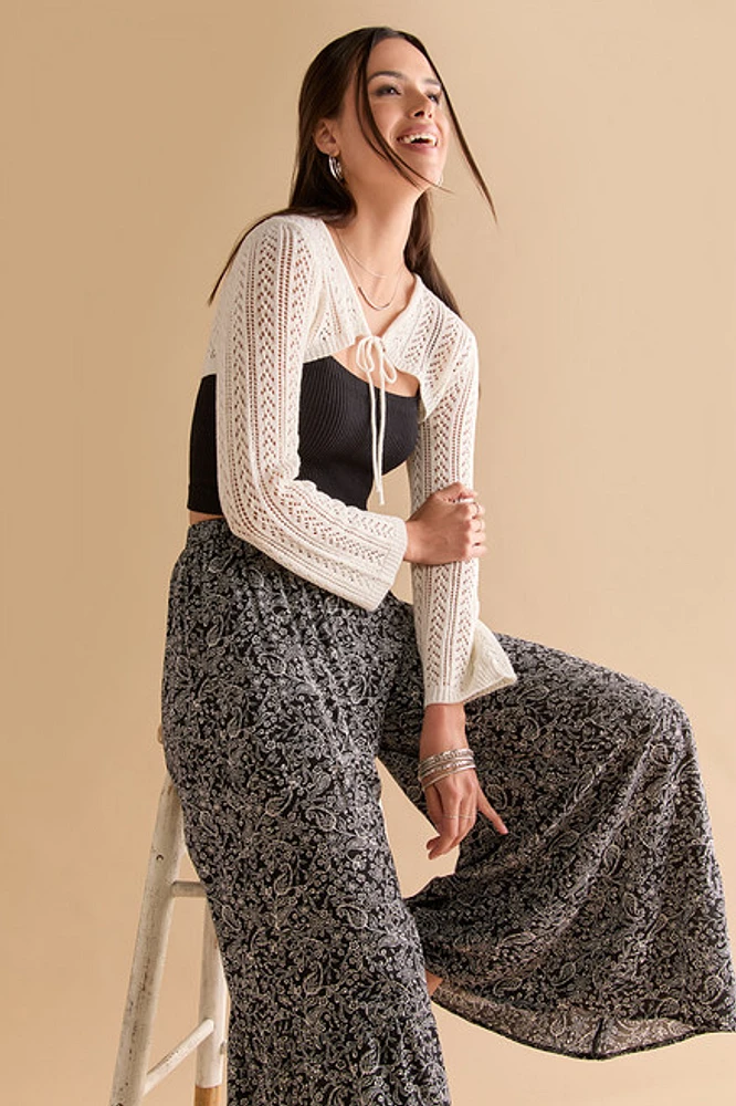 Dee Long Sleeve Front Tie Short Cardigan