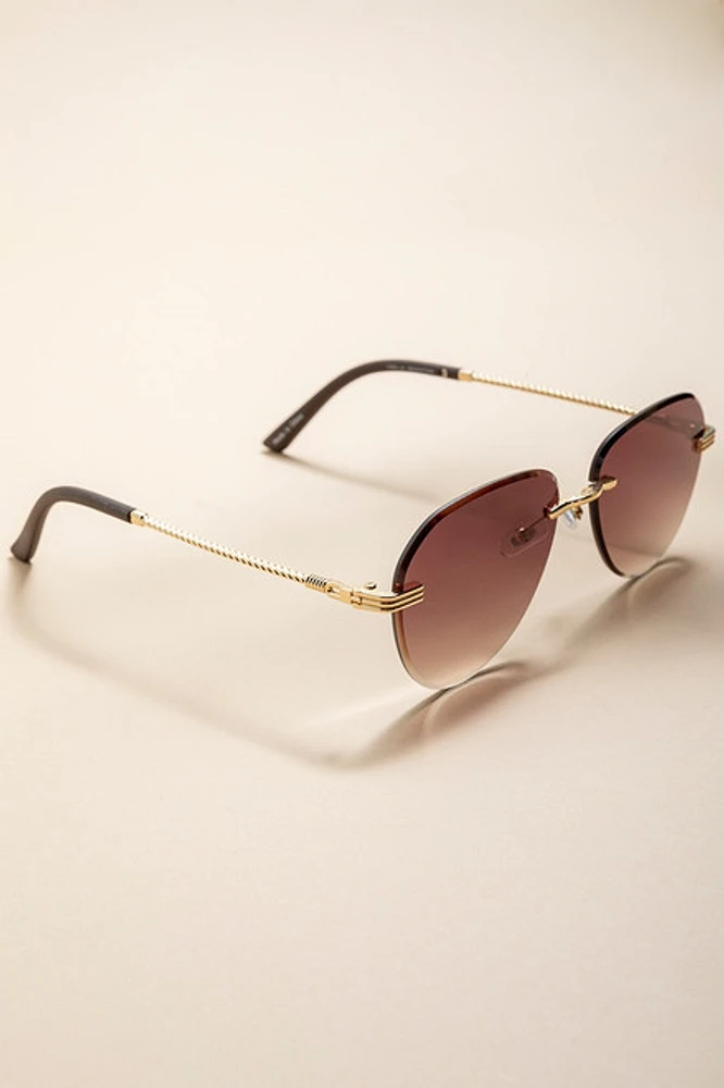 Lorraine Braided Handle Rimless Sunglasses