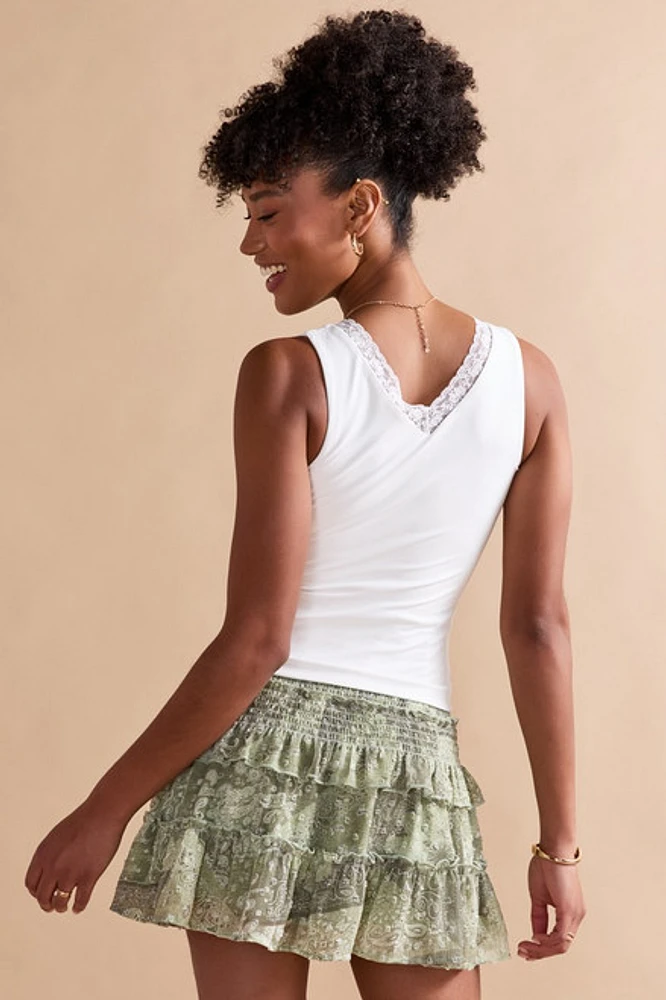 yummi by francesca's Lace Trim Tank Top