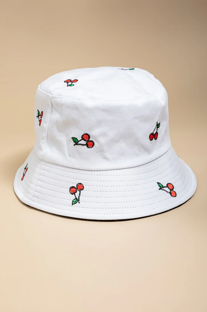 Gloria Embroidered Cherry Bucket Hat