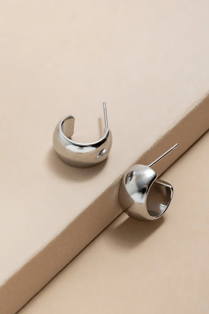 Tia Stainless Steel Bold Huggie Hoop Earrings