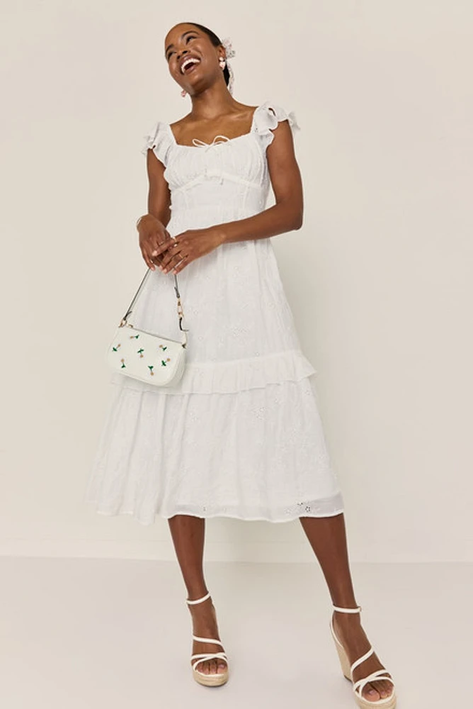Gloria Flutter Sleeve Midi Dress