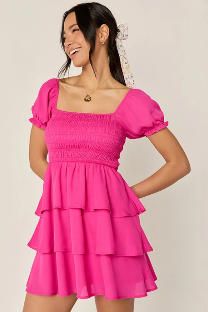 Judith Smocked Tiered Mini Dress