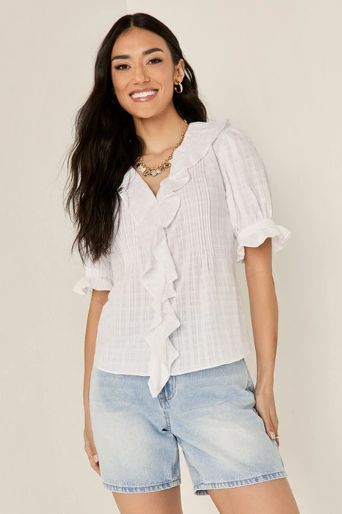 Kirsten Ruffle Button Down Top