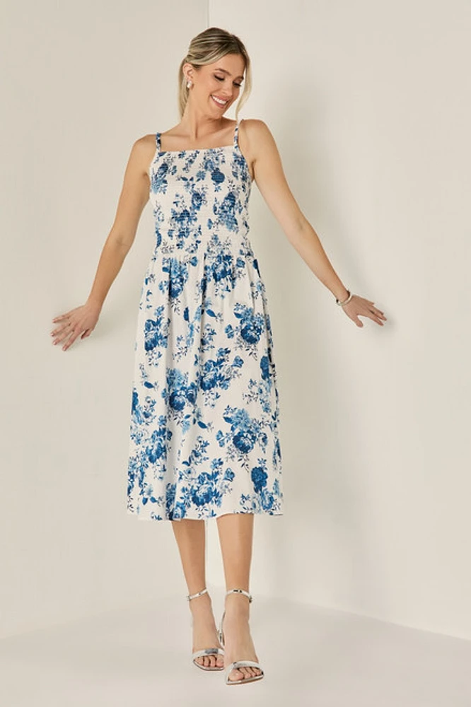 Paige Smocked Floral Midi Dress