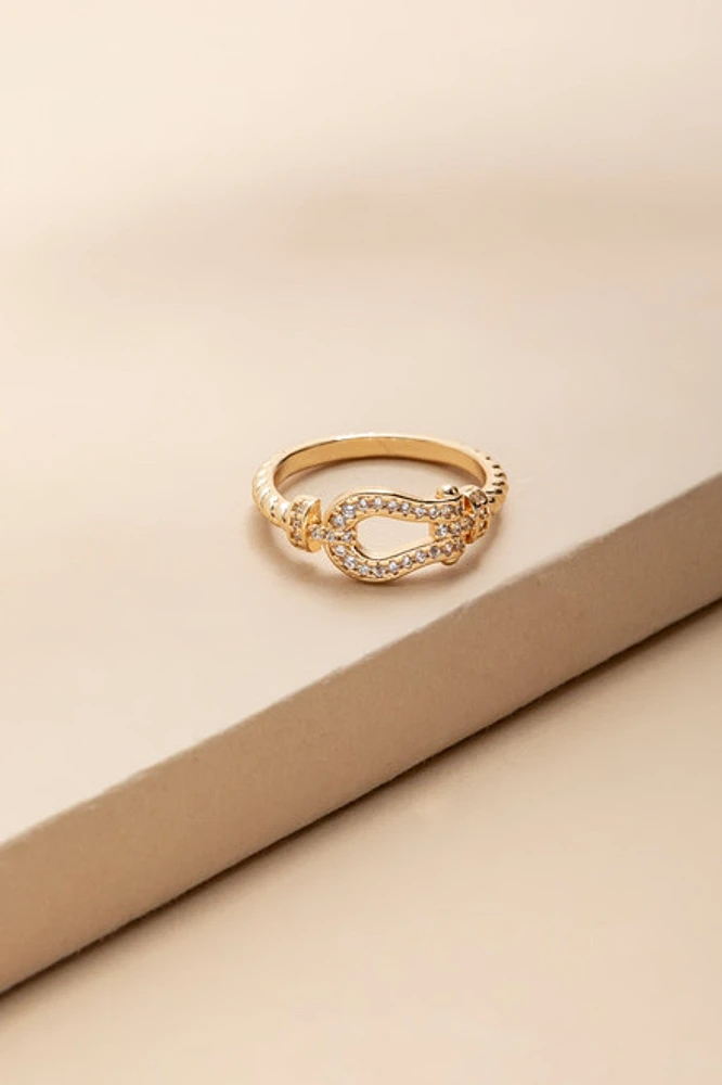 Aida Embossed Horsebit Ring