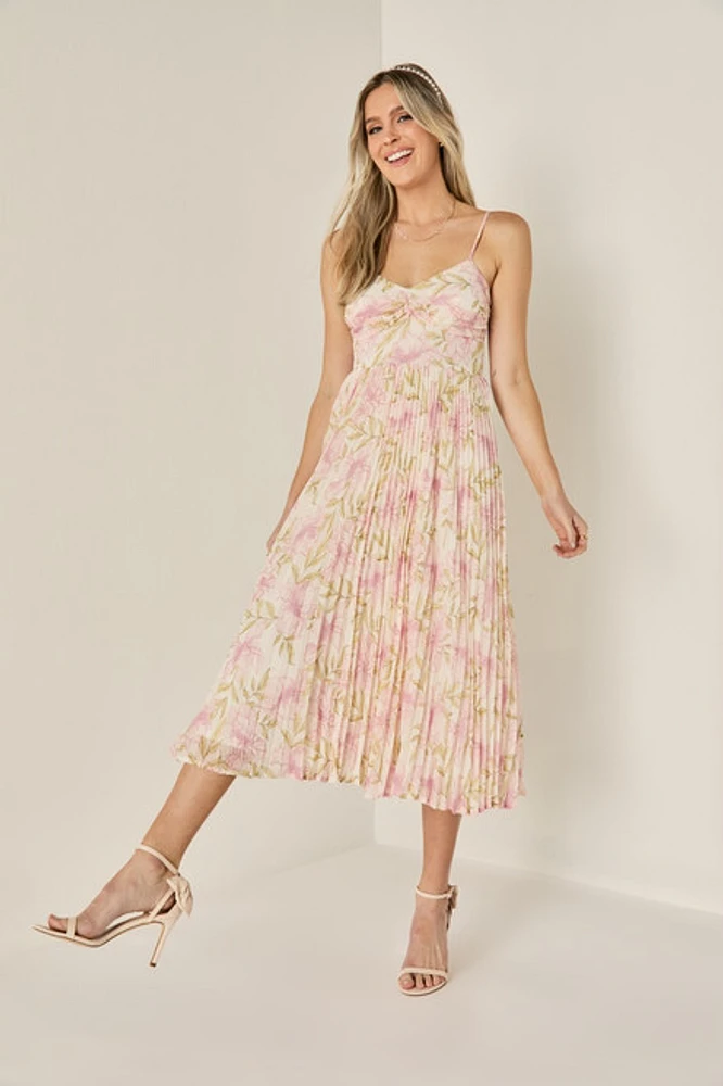 Charlie Floral Pleated Midi Dress