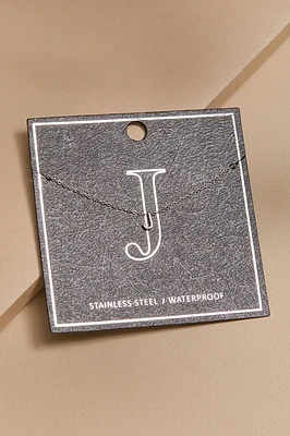 J Stainless Steel Mini Initial Necklace