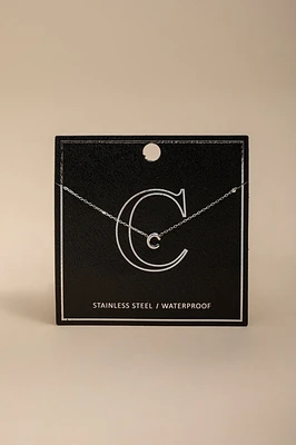 C Stainless Steel Initial Pendant Necklace