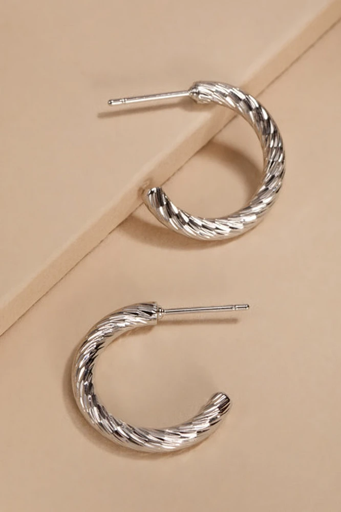 Deana Knife Cut Textured Huggie Hoop Earrings