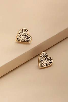 Sandra Embossed Gold Stud Earrings