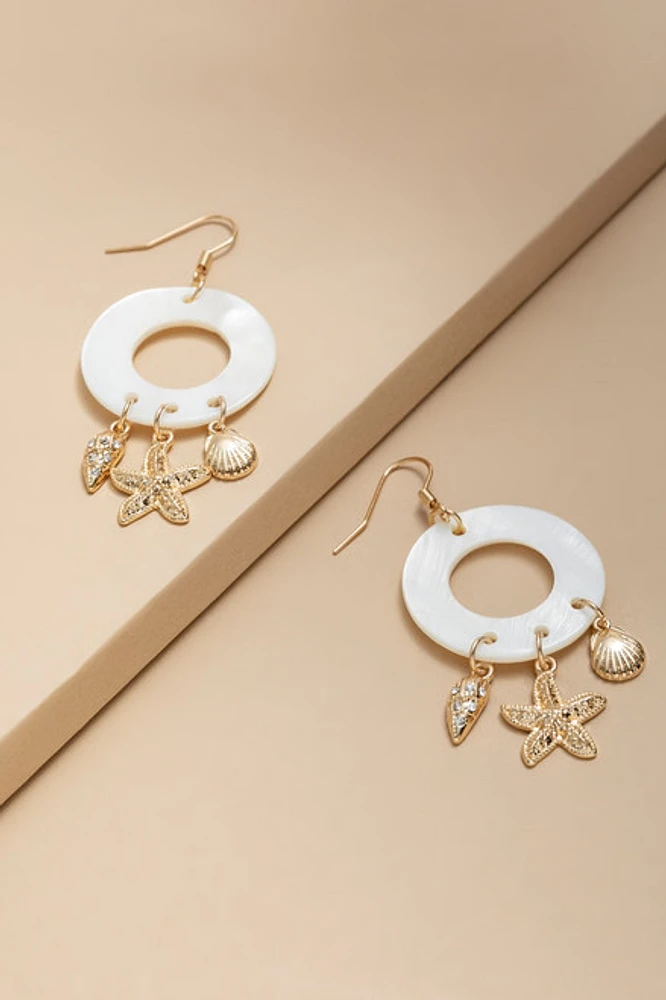 Alice Circle Charm Drop Earrings