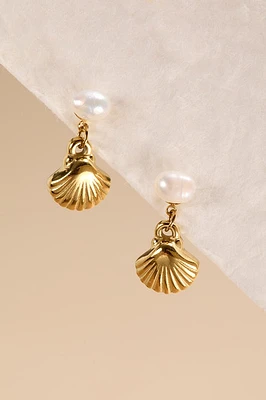Alison Stainless Steel Pearl Drop Earrings