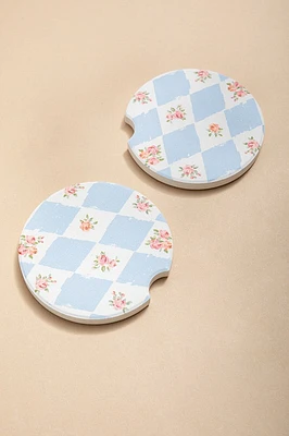 Floral Diamond Car Coaster Set