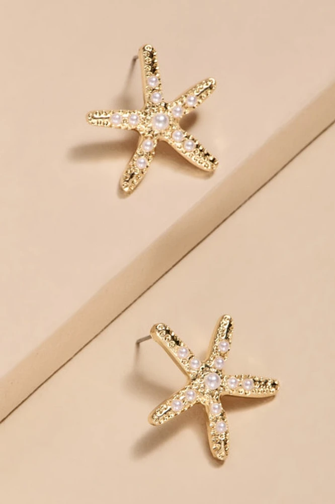 Marla Pearl Starfish Stud Earrings