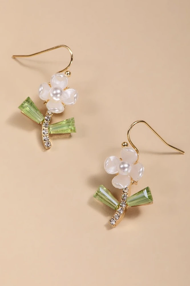 Alice Flower Stem Drop Earrings