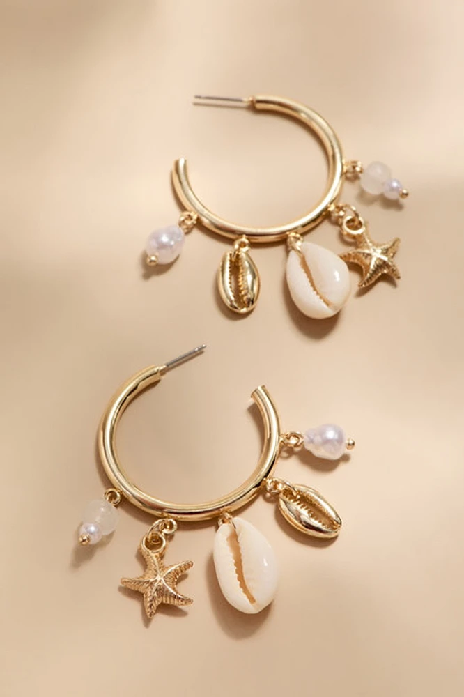 Erica Beach Charm Hoop Earrings