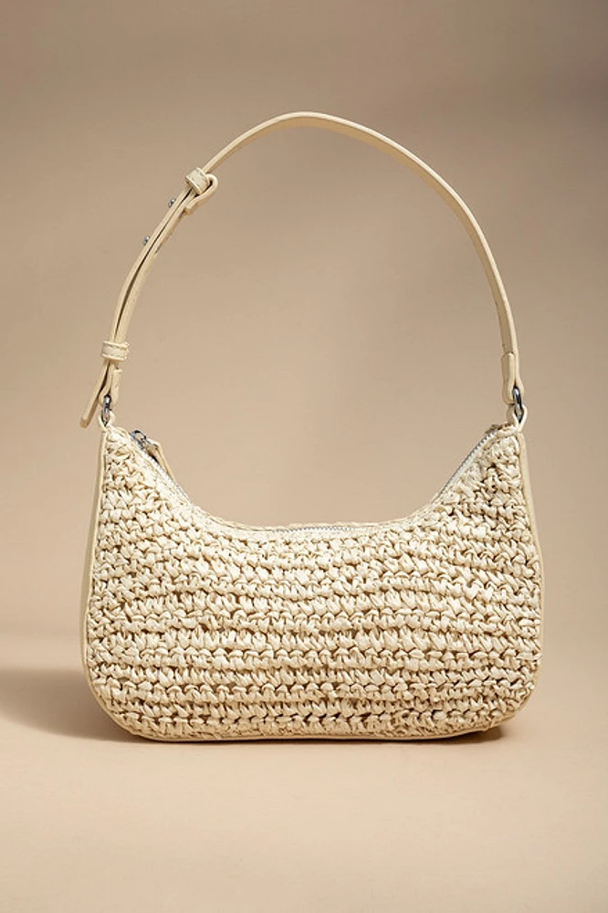 Elaine Woven Straw Hobo Handbag
