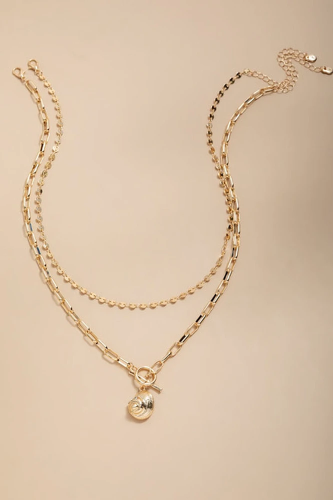 Rene Shell Pendant Layered Necklace