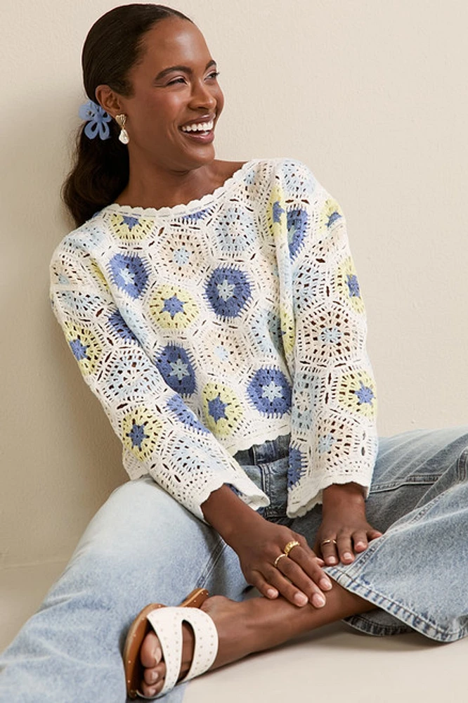 Lessie Crochet Pullover Sweater