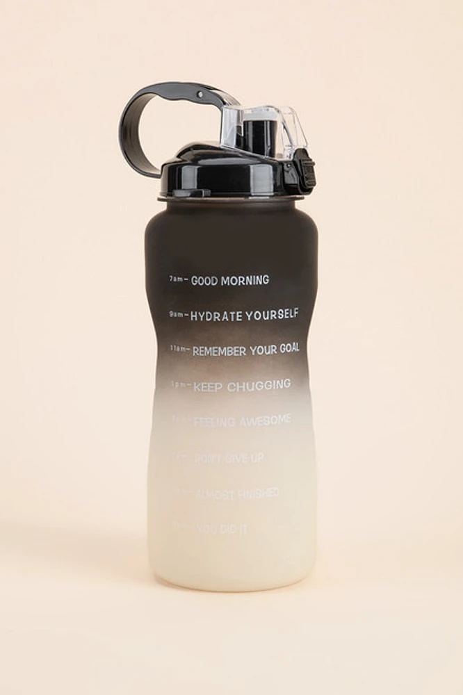 Hydrate Motivational Water Bottle Black Ombre 64oz