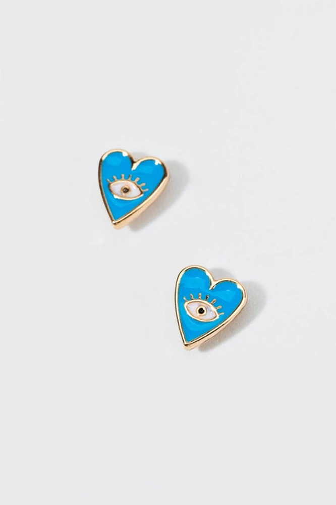 Hello Franki Heart Eye Stud Earrings for girls